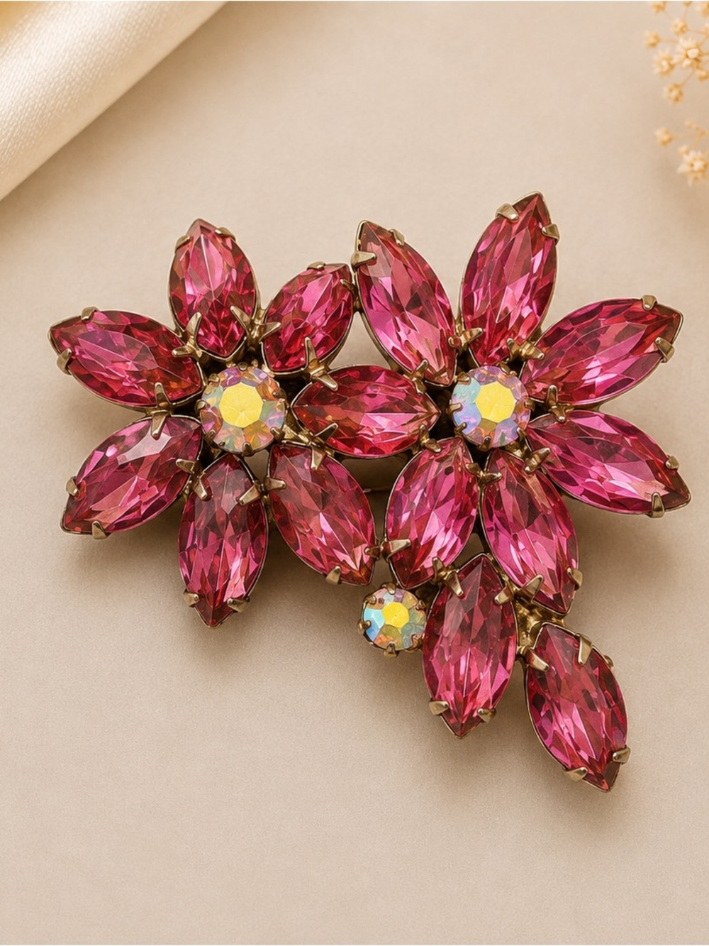 Vintage Pink Floral Brooch